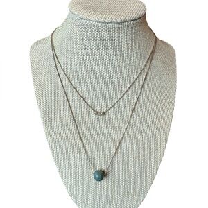 Gold Double Strand Minimalist Stone and Beaded Necklace